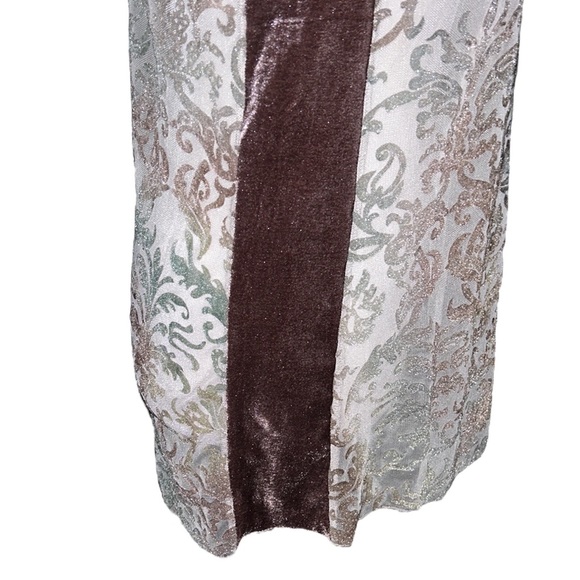 Anthro Aratta Silent Journey Metallic Velvet Velour Semi Sheer Printed Top - S - Picture 5 of 10